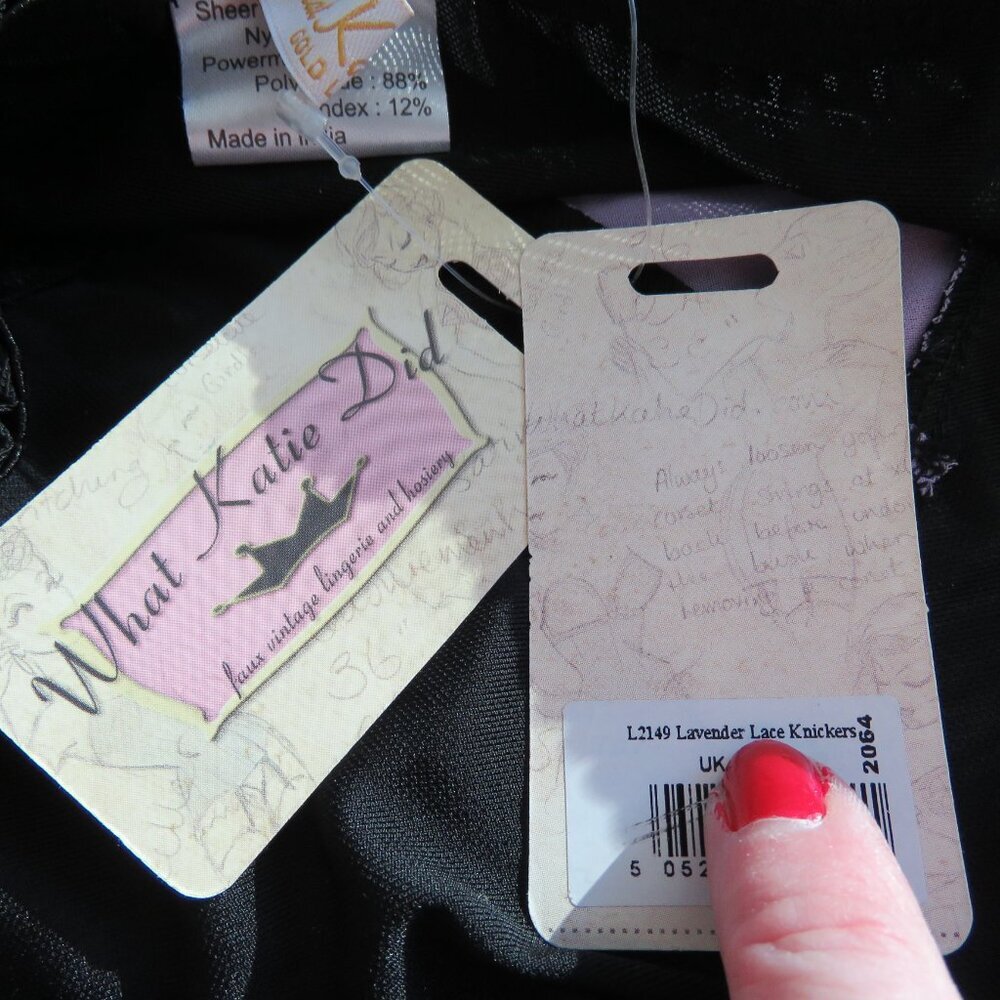 WHAT KATIE DID Betty Lavender Lace High Waisted Black Knickers 1950s Pinup NWT - Picture 12 of 13